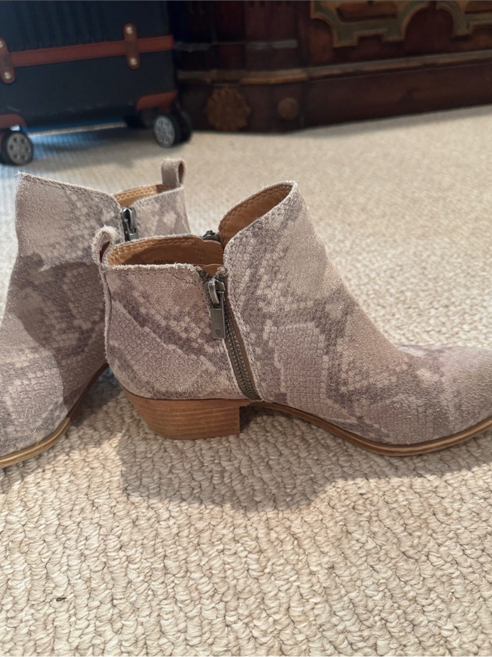 Lucky Brand Light Gray Snake Skin Booties Size 6